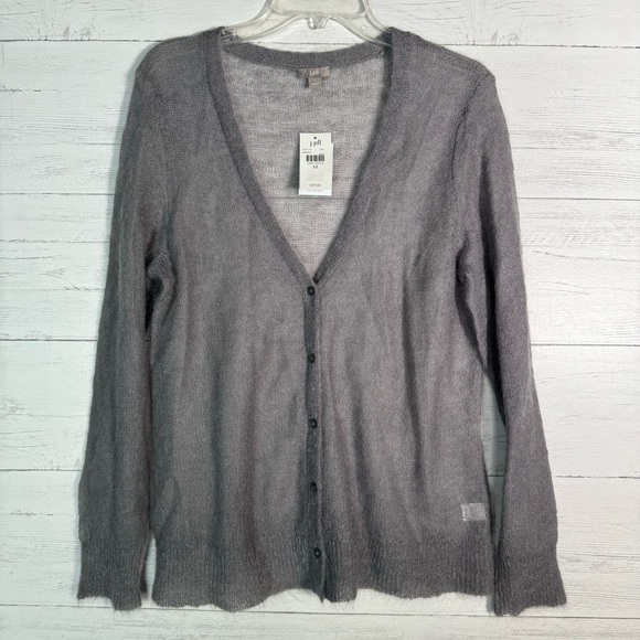 NEW J Jill Gray Mohair Wool Blend Cardigan Sweater Women’s M Lightweight - Picture 1 of 7